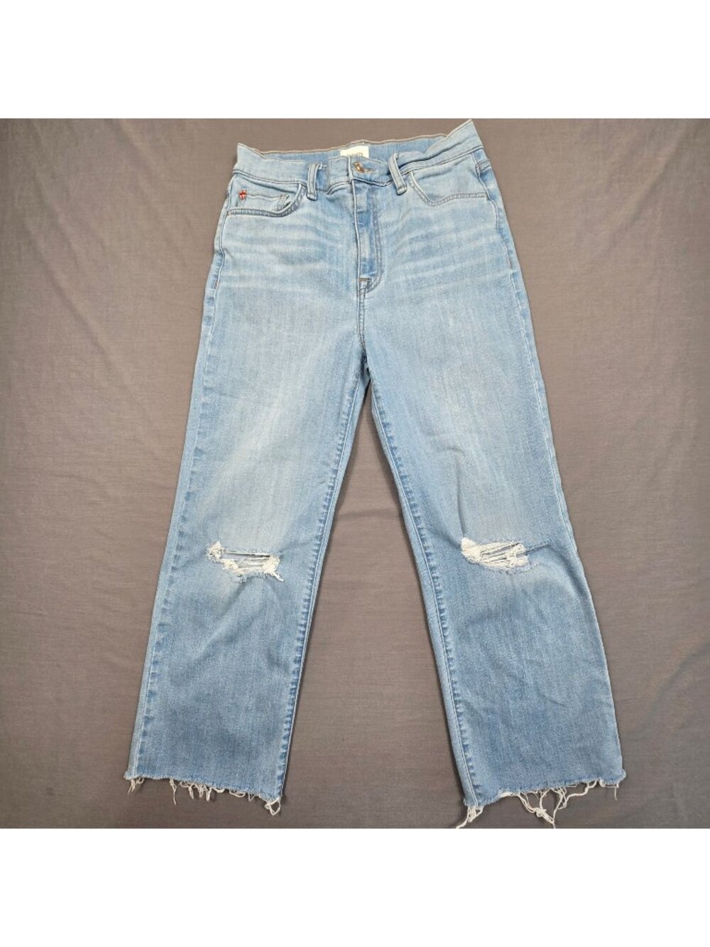 Hudson NOA Size 27 Distressed Light Wash Denim Jeans High Rise Straight Crop - Picture 1 of 7